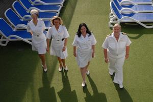  Zoltina-J Medwick-Daley, Cruise Director; Martina Damonte, Administration and Revenue Director; Jane Herron, Hotel Director and Captain Sarah Breton.